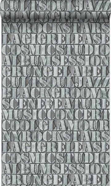 Origin Wallcoverings Tapete alte eiserne Druckbuchstaben Lagunengrün - 53 cm x 10.05 m - 347595