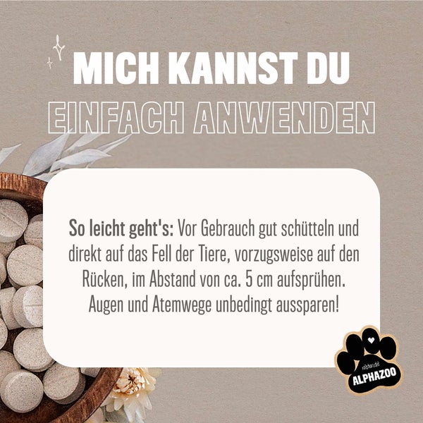 ALPHAZOO MilbHunter Milbenspray 100ml für Hunde und Katzen I Starkes Anti Milbenmittel