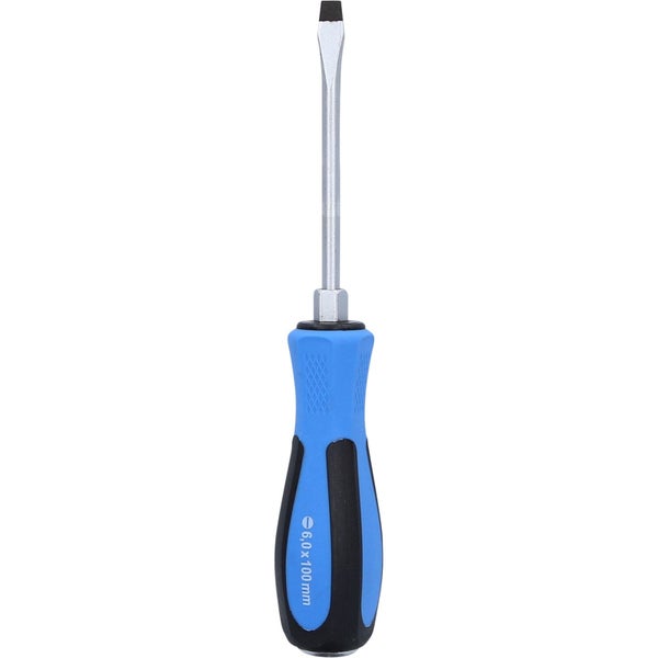 Schlitzschraubendreher mit blau-schwarzem Griff