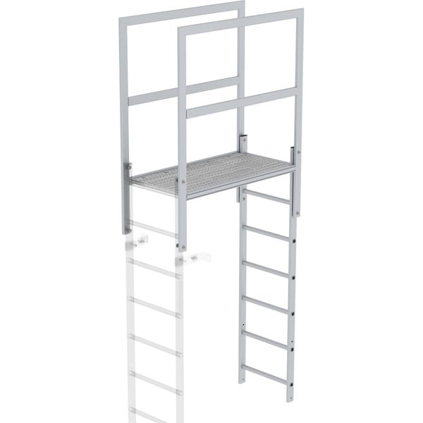 Leiter mit Podest und Geländer