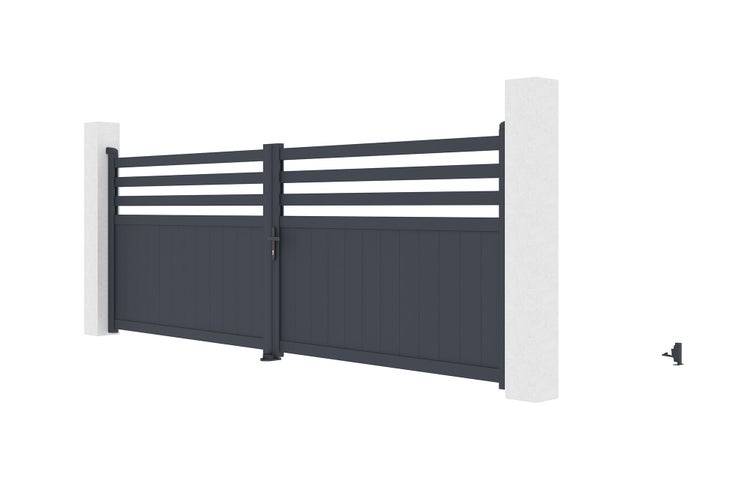 Doppelflügeltor aus Aluminium 4m NEVIS 400B140 Grau