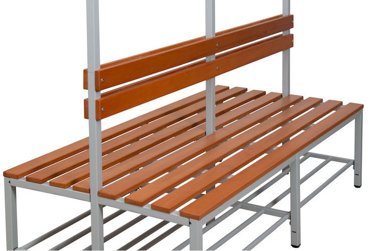 PROREGAL Sitzbank Seal Freistehend Grau/Buche Doppelseitig Rückenlehne Und Hakenleiste Mit Schuhrost HxBxT 40 x 160 x 80 cm Holz