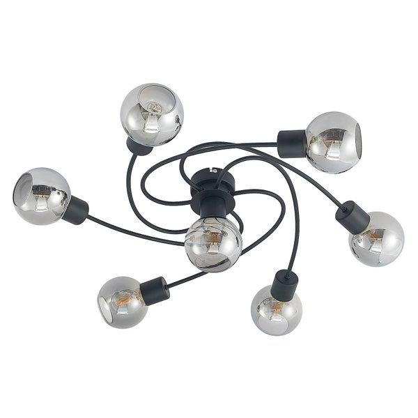 Lindby Deckenlampe Ciala (Modern) in Schwarz aus Glas (7 flammig, E14) - Deckenleuchte Lampe Wohnzimmerleuchte