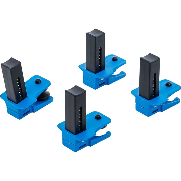 Vier blaue Justierspanner