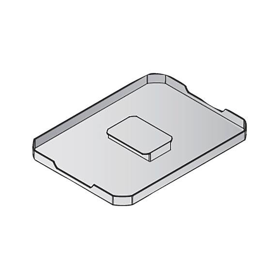Deckel für eine Aufbewahrungsbox mit einer Erhöhung in der Mitte.