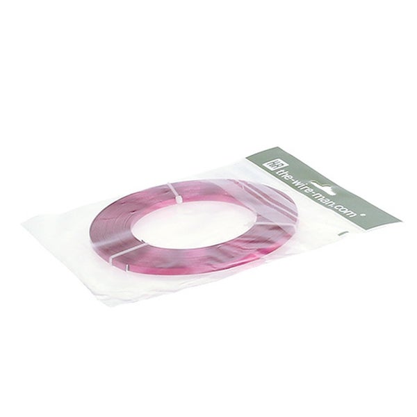 Flacher Aluminium-Basteldraht in Pink in einer transparenten Verpackung von the-wire-man.com.