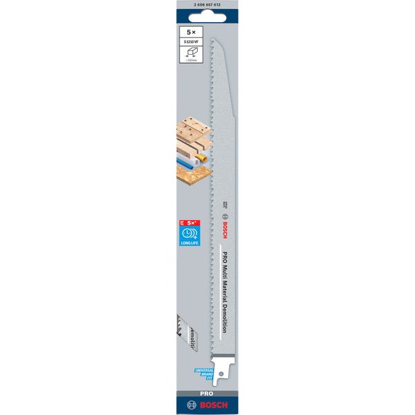 Bosch PRO Multi Material Demolition S1210VF Blatt 1,6 x 22 x 300 mm 5-tlg. - 2608657612