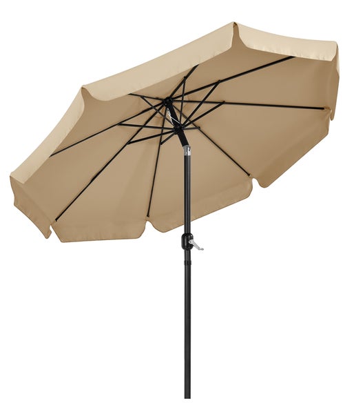 Beiger Sonnenschirm mit schwarzem Gestell