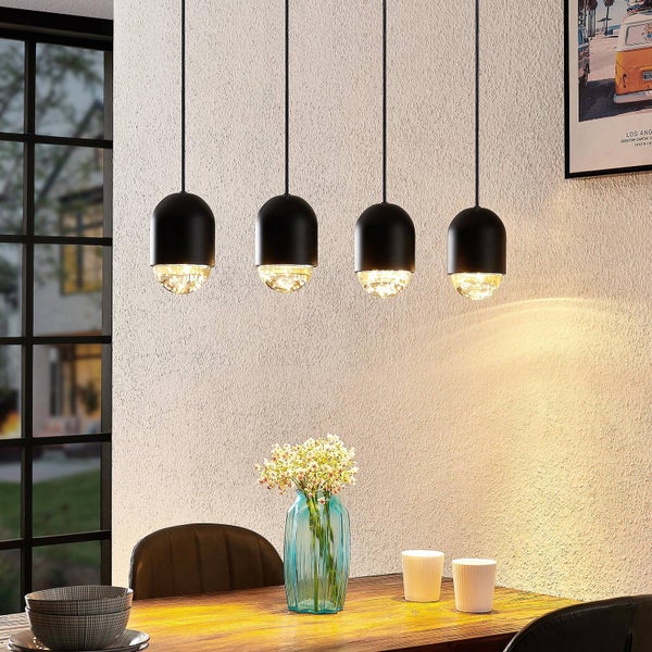 Lucande Pendelleuchte Amielle (Modern) in Schwarz aus Metall (4 flammig, GU10) - Deckenlampe Esstischlampe Hängelampe Hängeleuchte Wohnzimmerleuchte