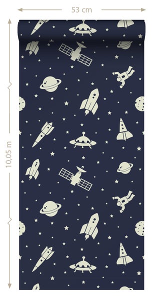 Tapetenrolle mit Weltraummotiven, 53 cm breit und 10,05 m lang
