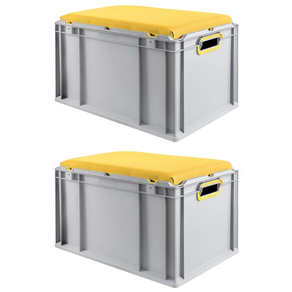 PROREGAL SparSet 2 x Eurobox NextGen Seat Box Gelb HxBxT 36,5 x 40 x 60 cm 65 Liter Griffe Offen Eurobehälter Sitzbox Transportbox