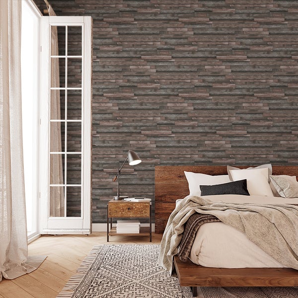 Tapete Braun Steinoptik Grafisch Modern Natur für Wohnzimmer Schlafzimmer Küche MADE IN GERMANY 10,05 x 0,53m