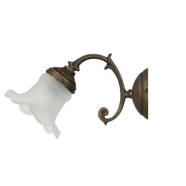 Wandleuchte mit floralem Lampenschirm aus Glas