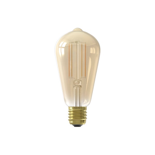 LED-Filament-Leuchtmittel in Edison-Form ST64 mit E27-Sockel und bernsteinfarbenem Glas.