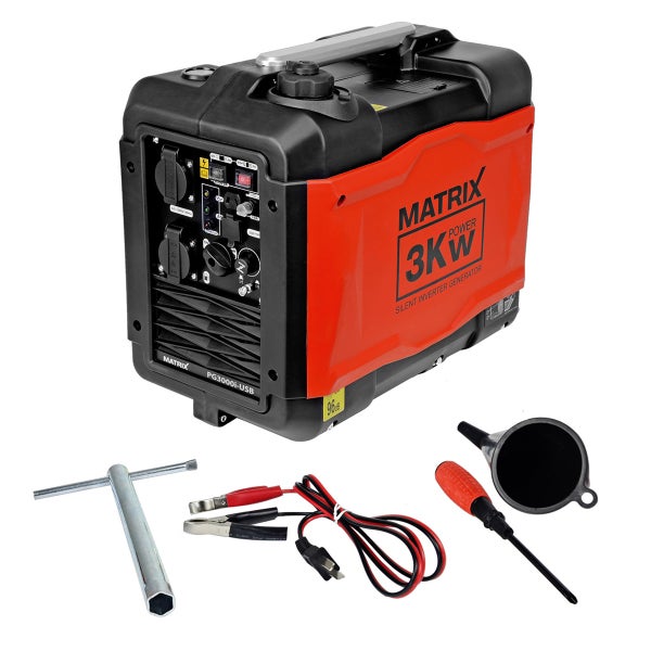 Inverter Stromerzeuger Matrix PG 3000i-USB – Benzin, 3300 Watt, leise, tragbar