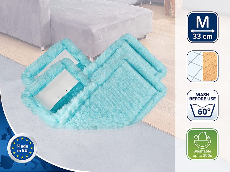 Leifheit 2er Set Wischbezug CLEAN TWIST M Ergo static plus, für alle Bodenarten, zieht Staub und Haare an wie ein Magnet, Staubwischer für die trockene Bodenreinigung zwischendurch