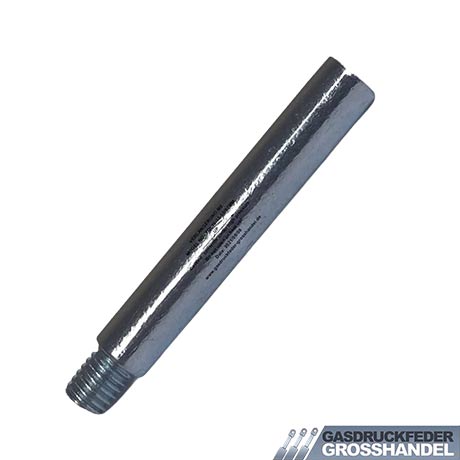 Verlängerung für Gasdruckfeder aus Metall mit Außengewinde. Gasdruckfeder Grosshandel Logo.