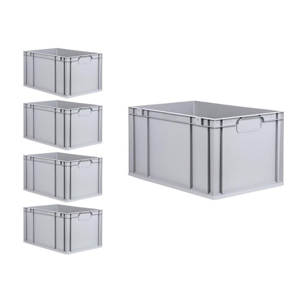 PROREGAL Spar Set 5x Eurobox Nextgen Economy Mit Auflagedeckel & 4x Schiebeschnappverschlüsse Grün Griffe Geschlossen HxBxT 32 x 40 x 60 cm 65 Liter