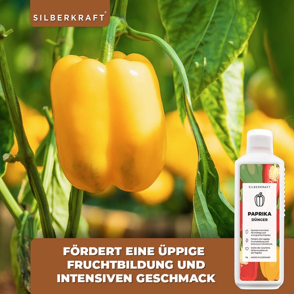 SILBERKRAFT Paprika Dünger – Für starke Pflanzen – NPK Flüssigdünger – 1 Liter
