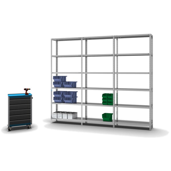 PROREGAL Fachbodenregal Schraubsystem Medium-Duty Grundregal HxBxT 250 x 100 x 30 cm 6 Ebenen Fachlast 200 kg Beidseitig Nutzbar Verzinkt