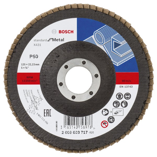 Bosch Fächerschleifscheibe X431 Standard for Metal gerade 125 mm 60 Glasgewebe - 2608603717