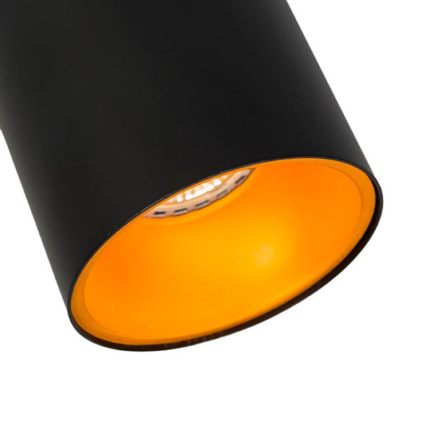 Schwarze Deckenleuchte mit goldfarbener Innenseite