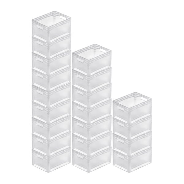 PROREGAL SparSet 20x Transparenter Eurobehälter LightLine mit Offenem Griff HxBxT 22 x 30 x 40 cm 2,4 Liter Eurobox Transportbox