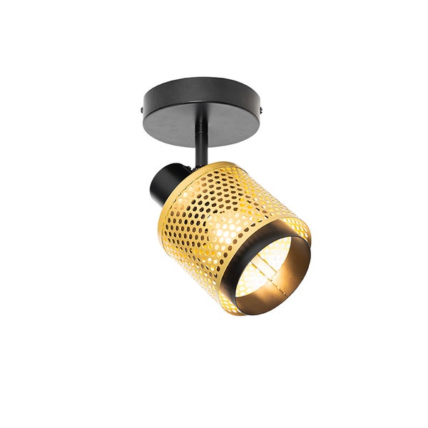 Deckenleuchte mit goldfarbenem, gelochtem Lampenschirm