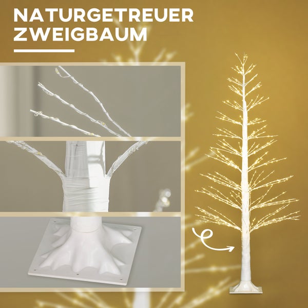HOMCOM 150 cm Lichterbaum Kunstbaum mit 600 LED, LED Weihnachtsbaum, Weihnachtsdeko für Weihnachten, Geburtstag, Hochzeit, Indoor und Outdoor Weiß
