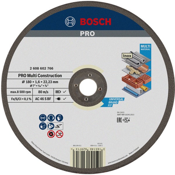 Bosch PRO Multi Material Schleifscheibe 180 x 1,6 x 22,23 mm - 2608602766