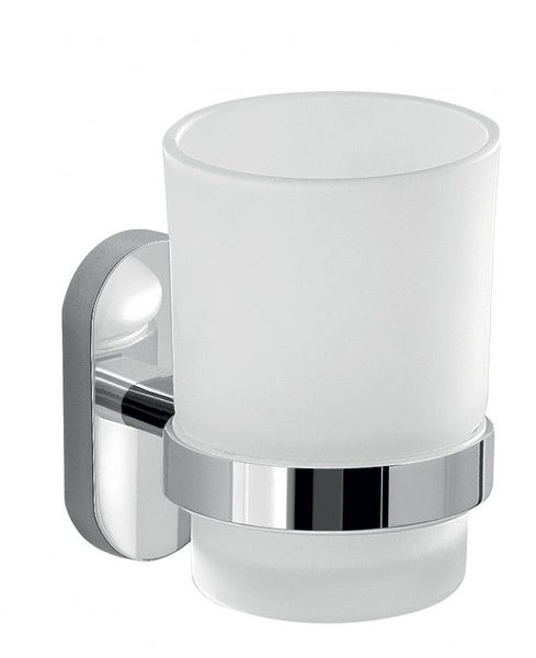 Zahnputzbecher aus Metall und Milchglas | Cipro