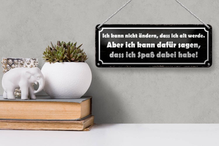 Blechschild Spruch 27x10cm ich kann nicht ändern alt werde Dekoration