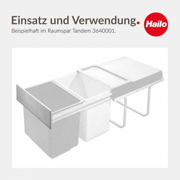 Hailo Einbau Abfalltrennsystem für den Küchenschrank als beispielhafter Einsatz im Raumspar Tandem Modell 3640001.