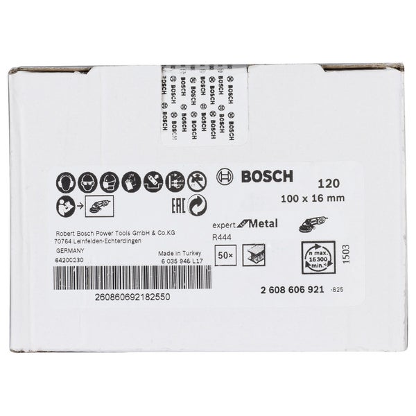 Bosch 50x Fiberschleifscheibe Expert for Metal Korund 100 mm 16 mm 120 - 2608606921