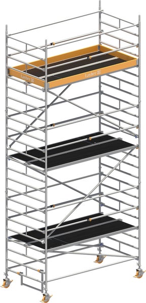 Layher Gerüst mit mehreren Ebenen und Rollen