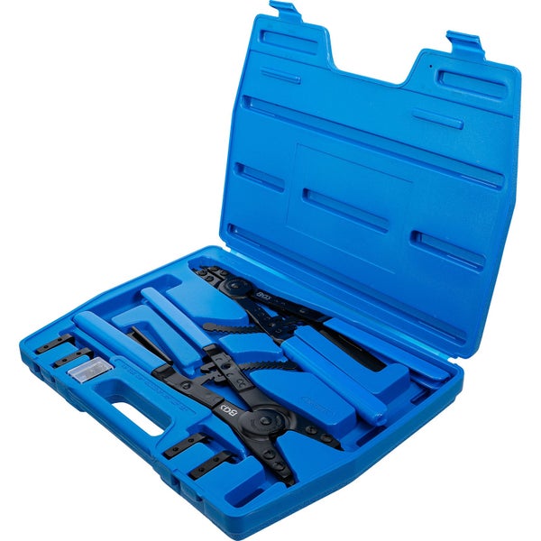 Sprengringzangen Set in geöffnetem, blauem Koffer