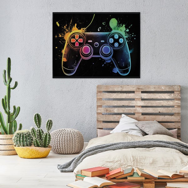 Bilder mit Rahmen Jungen Unterlage Gaming PPR15450O4 Wandbilder Kinderzimmer 60x40 cm