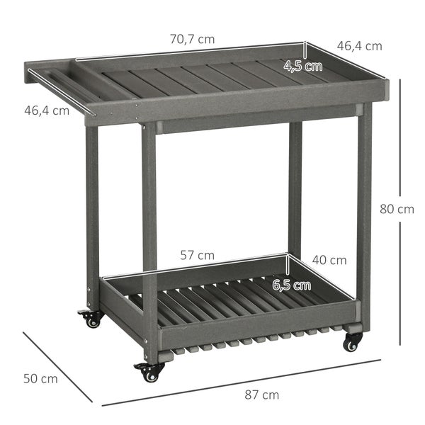 Outsunny Servierwagen, 87 x 50 x 80cm, HDPE, Dunkelgrau