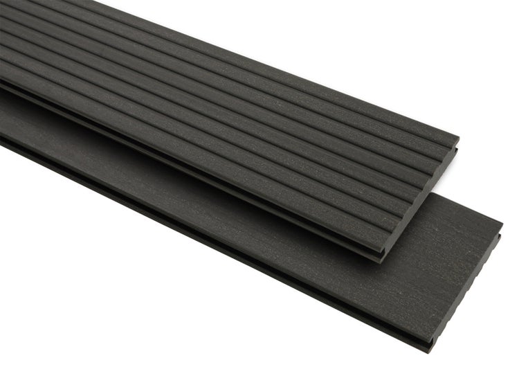 GartenLand WPC Terrassendiele Vintage Massiv 20 x 145 x 5000 mm Anthrazit Genutet und Glatt Vollprofil