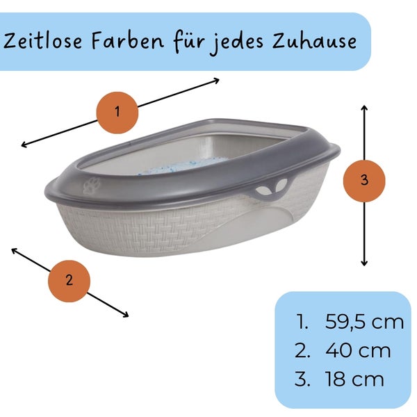 Katzentoilette XXL 60 cm Rattan Optik Katzenklo Katzen Schalen Toilette WC Rand