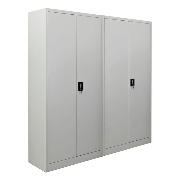 PROREGAL Mega Deal 2x Flügeltürenschrank ELEPHANT HxBxT 185 x 90 x 40 cm 4 Fachböden Fertig Aufgebaut Lichtgrau