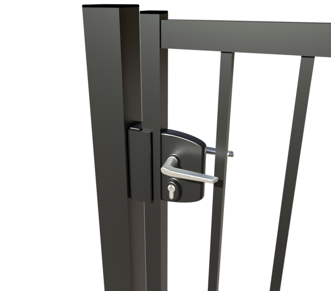 Gartentor ZAUNGURU BASIC-Linie Bremen aus Metall, Höhe: 103cm, Breite: 150cm, 1-flügelig inkl. Pfosten, Schloss und Zubehör, Feuerverzinkt und zusätzlich in RAL 7016 Anthrazitgrau pulverbeschichtet