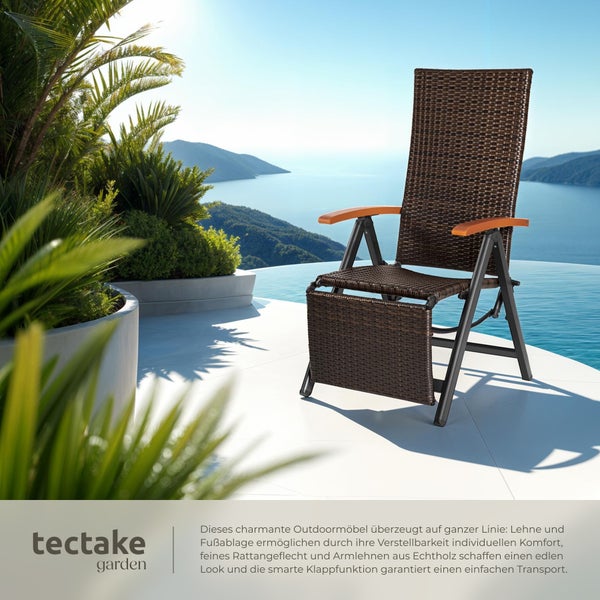 Rattanstuhl tectake Brisbane  58 x 77 x 113 cm mit Aluminiumgestell braun