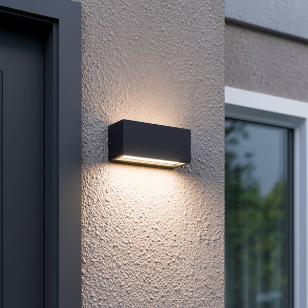 Lucande Wandleuchte außen Bente (spritzwassergeschützt (Modern) in Schwarz aus Aluminium (1 flammig, E27) - Außenwandleuchten Wandlampe Led Außenlampe Outdoor für Außenwand/Hauswand
