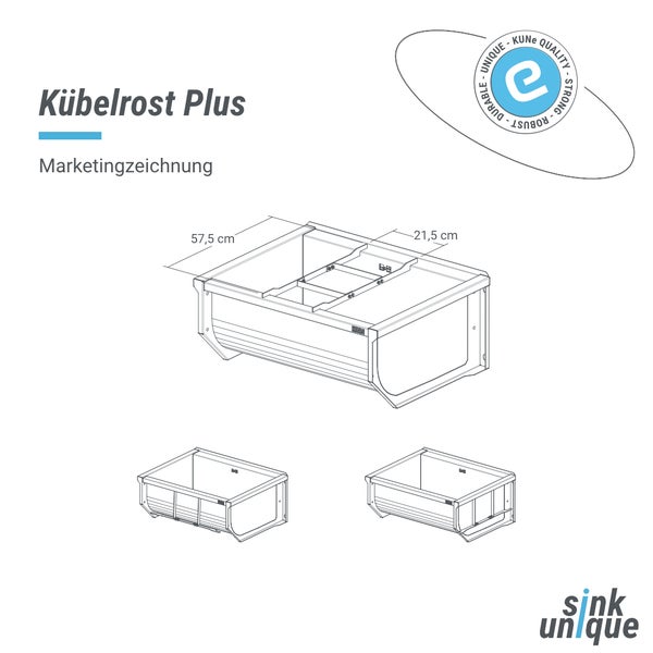 Kübelrost Plus Produktzeichnung mit Maßangaben