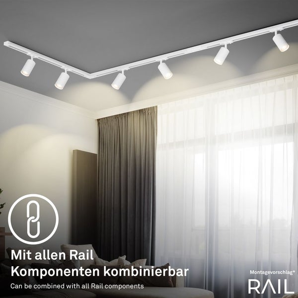 Briloner Rail Schienensystem, Komplettset, 4x LED Pendel, Dimmbar, Einspeisung, Weiß, 1,5 m