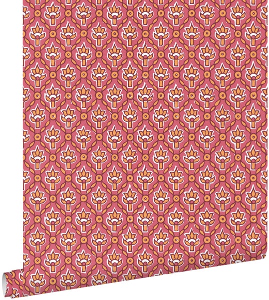 ESTAhome Tapete Blumenmuster Rosa - 50 x 900 cm - 131544