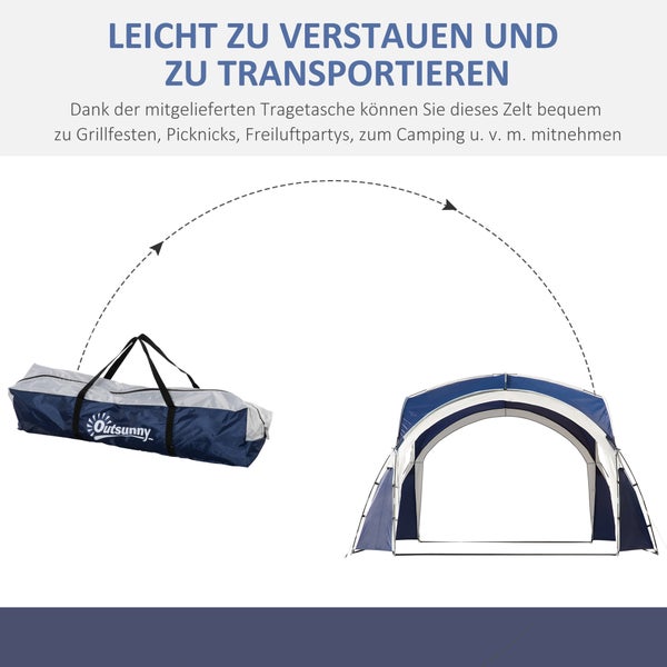 Outsunny Sonnenschutzdach, Kuppelzelt,  Kuppelpavillon für 6 bis 8 Personen, Partyzelt für Terrasse, Balkon, 3,5 x 3,5 x 2,22 m, Polyester, Blau