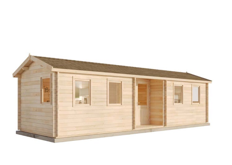 Alpholz Gartenhaus Helmand Gartenhaus aus Holz, Holzhaus mit 44 mm Wandstärke, Blockbohlenhaus mit Montagematerial, Naturbelassen 9,2x3,3m