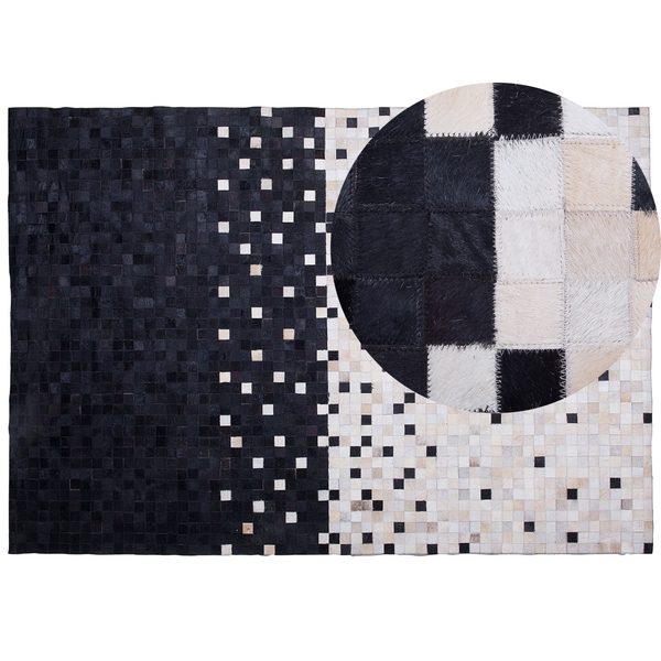 Teppich ERFELEK Schwarz 160 x 230 cm Echtleder